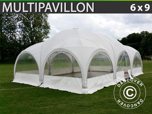 Tente de réception dome Multipavillon 6x9m, Blanc