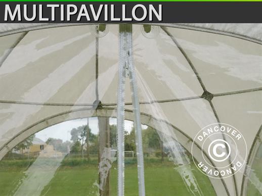 Kuppel-partyteltet Multipavillon sidevegg med vindu og glidelås 3x1,95m Hvit