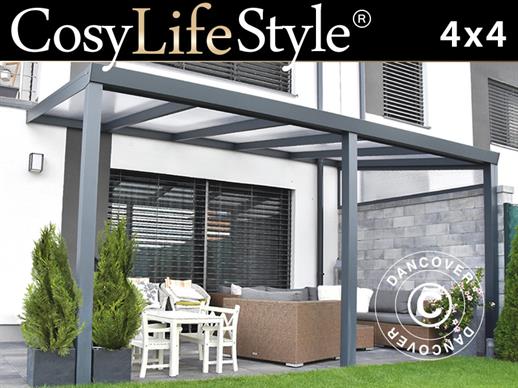 Terrassenüberdachung Legend aus Polycarbonat, 4x4m, Anthrazit Terrassenüberdachung Legend aus Polycarbonat, 4x4m, Anthrazit
