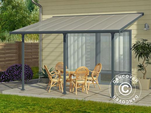 Pergola addossata Feria, Palram/Canopia, 3x4,25m, Grigio