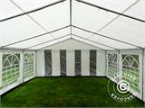 Tente de réception PLUS 4x10m PE, Gris/Blanc