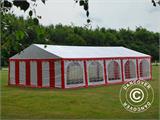Tente de réception Exclusive 6x10m PVC, Rouge/Blanc 