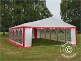 Carpa para fiestas Exclusive 6x10m PVC, Rojo/Blanco