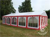 Tente de réception Exclusive 6x10m PVC, Rouge/Blanc 