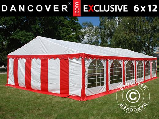 Carpa para fiestas Exclusive 6x12m de PVC, Rojo/Blanco