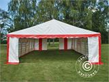 Tente de réception Exclusive 6x12m PVC, Rouge/Blanc