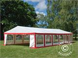 Tente de réception Exclusive 6x12m PVC, Rouge/Blanc