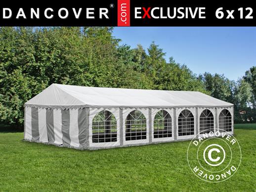 Partytent Exclusive 6x12m PVC, Grijs/Wit