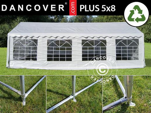 Tenda para festas PLUS 5x8m PE, Branco + Armação para fixação no solo