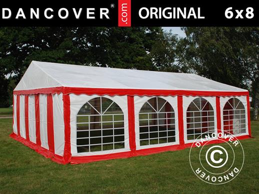Tente de réception Original 6x8m PVC, Rouge/Blanc