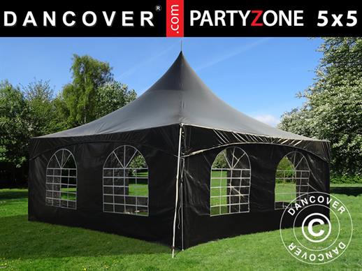 Pagoda šventinė palapinė PartyZone 5x5m, PVC, Juoda