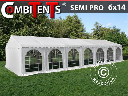 Tenda para festas, SEMI PRO Plus CombiTents® 6x14m, 5-em-1, Branco