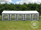 Tente de réception Original 4x10m PVC, Gris/Blanc