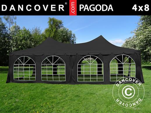 Tenda para festas Pagoda 4x8m, Preta