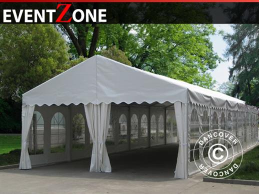 Tente de réception Professionnelle EventZone 8x15m 6x12m PVC, Blanc