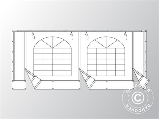 Krajnja stranica s velikim prozorom i širokim vratima, 5m, PVC, Bijela