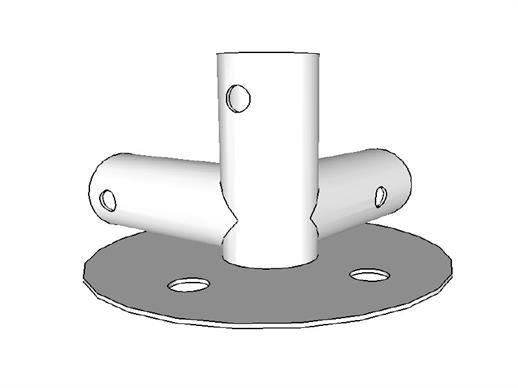 3-ways ground bar connector, Ø42 mm, 90°