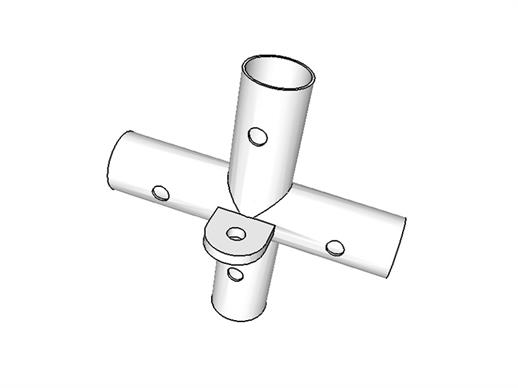 4-Wege-Verbindungsstück, Ø42+Ø54mm, 180°