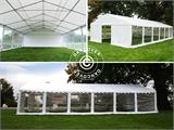 Seitenwand-Set mit Panoramafenstern für Partyzelt Exclusive, 6x10m, weiß, flammfest