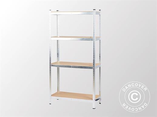 Storage Rack w/4 Shelves, 0.9x0.4x1.8 m, Silver