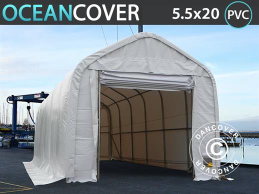 Sandėliavimo palapinė Oceancover 5,5x20x4,1x5,3m, PVC, Balta