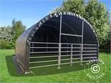 Abri pour bétail 6x6x3,7m, PVC, Vert Abri pour bétail 6x6x3,7m, PVC, Vert