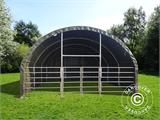 Abri pour bétail 6x6x3,7m, PVC, Vert Abri pour bétail 6x6x3,7m, PVC, Vert
