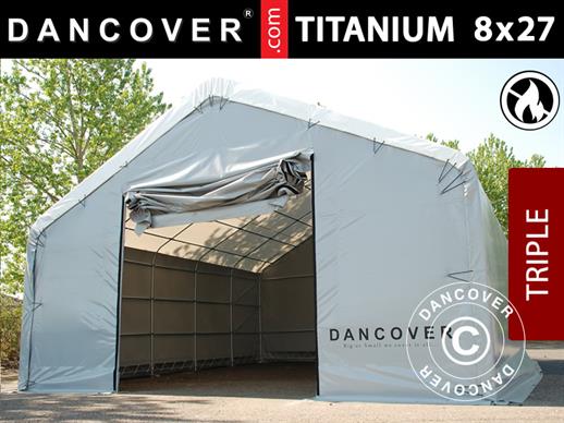 Capannone tenda Titanium 8x27x3x5m, Bianco/Grigio