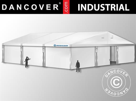 Hangar de stockage industriel Alu 15x15x6,03m avec porte coulissante, PVC, blanc Hangar de stockage industriel Alu 15x15x6,03m avec porte coulissante, PVC, blanc