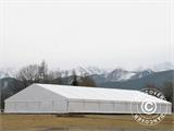 Hangar de stockage industriel Alu 20x50x9,04m avec porte coulissante, PVC, blanc