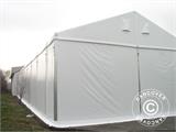 Hangar de stockage industriel Alu 20x50x9,04m avec porte coulissante, PVC, blanc