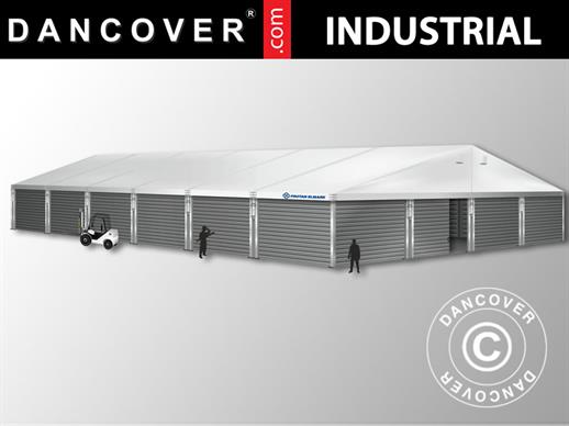 Hangar de stockage industriel Alu 20x30x8,04m avec porte coulissante, PVC/métal, blanc Hangar de stockage industriel Alu 20x30x8,04m avec porte coulissante, PVC/métal, blanc