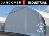 Capannone tenda/tunnel agricolo 10x15x5,54m con portone scorrevole, PVC, Bianco/Grigio