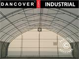 Storage shelter/arched tent 10x15x5.54 m w/sliding gate, PVC, White/Grey