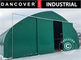 Storage shelter/arched tent 10x15x5.54 m w/sliding gate, PVC, Green