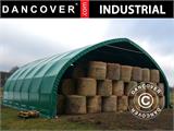 Capannone tenda/tunnel agricolo 10x15x5,54m con portone scorrevole, PVC, Verde