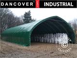 Storage shelter/arched tent 10x15x5.54 m w/sliding gate, PVC, Green