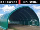 Storage shelter/arched tent 10x15x5.54 m w/sliding gate, PVC, Green