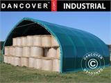 Storage shelter/arched tent 10x15x5.54 m w/sliding gate, PVC, Green