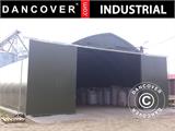 Storage shelter/arched tent 10x15x5.54 m w/sliding gate, PVC, Green