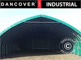 Tente de stockage/tunnel agricole 10x15x5,54m avec porte coulissante, PVC, Vert