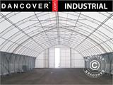 Capannone tenda/tunnel agricolo 15x15x7,42m con portone scorrevole, PVC, Bianco/Grigio