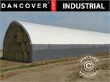 Tente de stockage, tunnel agricole 10x15x5,54m, PVC, Blanc/Gris Tente de stockage, tunnel agricole 10x15x5,54m, PVC, Blanc/Gris