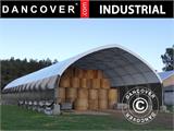 Capannone tenda/tunnel agricolo 10x15x5,54m, PVC, Bianco/Grigio