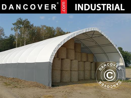 Capannone tenda, tunnel agricolo 15x15x7,42m, PVC, Bianco/Grigio Capannone tenda, tunnel agricolo 15x15x7,42m, PVC, Bianco/Grigio