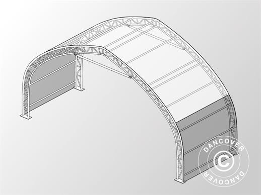 Extension 3 m for storage shelter/arched tent 15x15x7.42 m, PVC, White/Grey