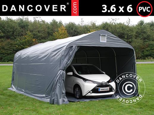 Portable garage PRO 3.6x6x2.7 m PVC with ground cover, Grey