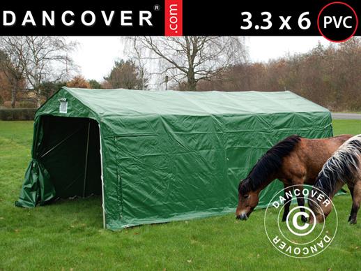 Abri pour bétail 3,3x6x2,4m, PVC, Vert Abri pour bétail 3,3x6x2,4m, PVC, Vert