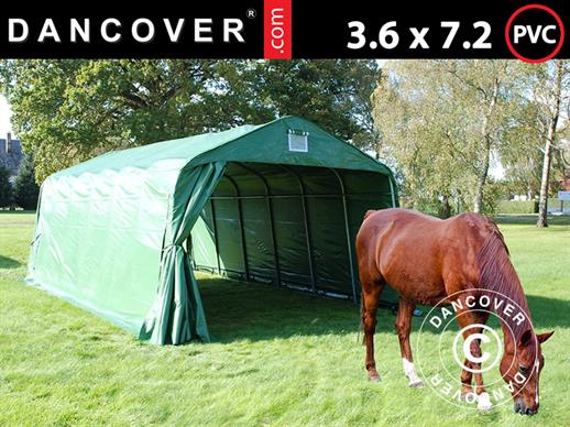 Livestock shelter 3.6x7.2x2.68 m, PVC, Green