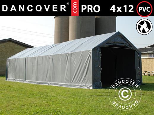 Opslagtent PRO 4x12x2x3,1m, PVC, Grijs